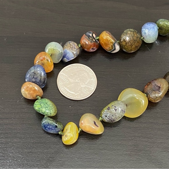 Vintage Green/Multi Semi-Precious Stone Gemstone Beaded Necklace - Picture 6 of 11